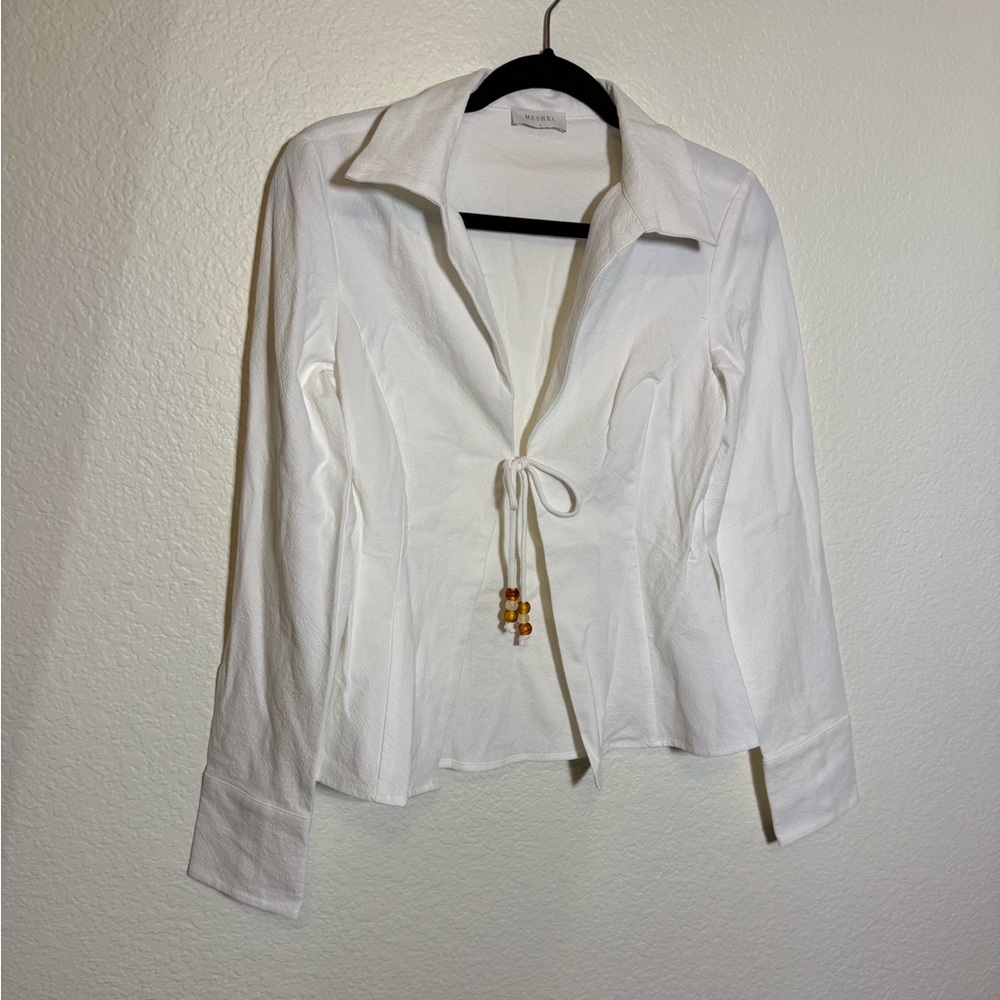 Meshki White Annalee cotton blend tie shirt - Picture 4 of 10